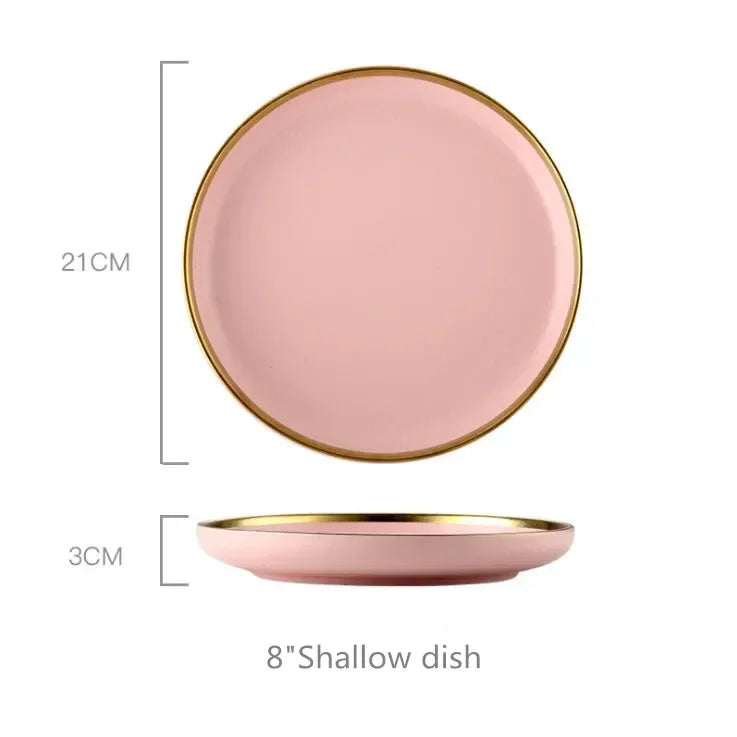 Set de Vajilla Porcelana Borde Dorado