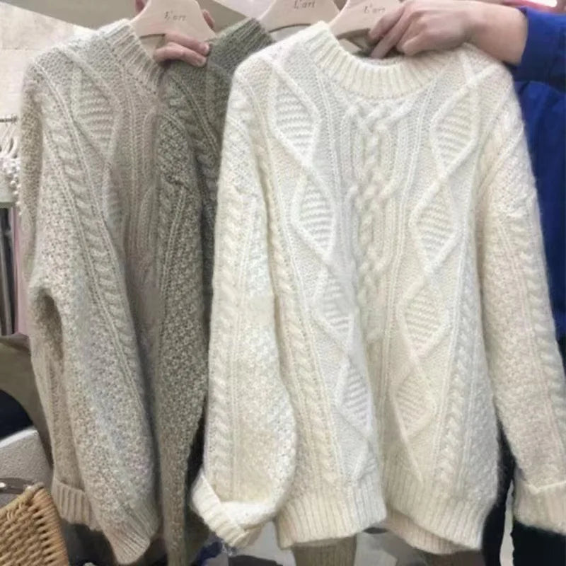 Sweater Vintage Cuello Redondo — Corte Holgado Casual