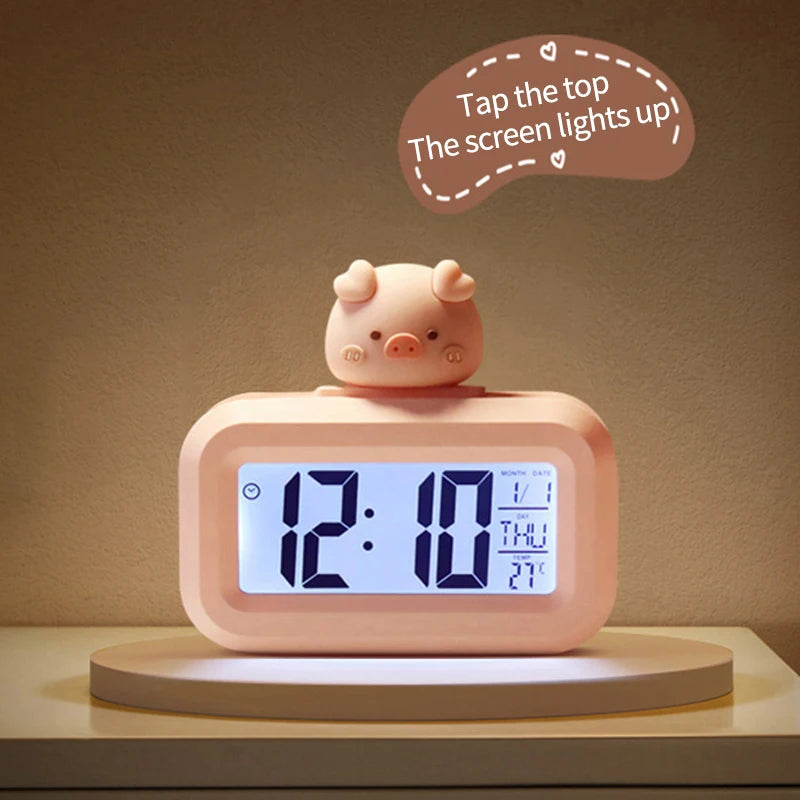 Reloj Despertador LED Diseño Cerdito