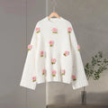 Sweater Oversize con Flores 3D — Cuello Redondo Holgado