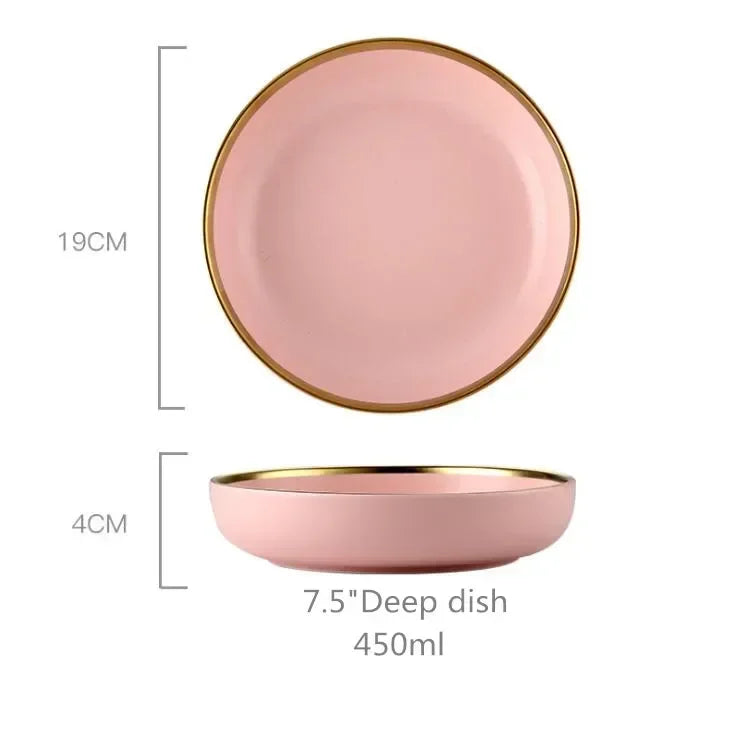 Set de Vajilla Porcelana Borde Dorado