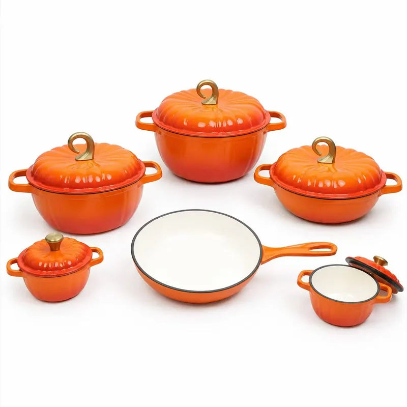 Set de Ollas de Hierro Fundido Calabaza