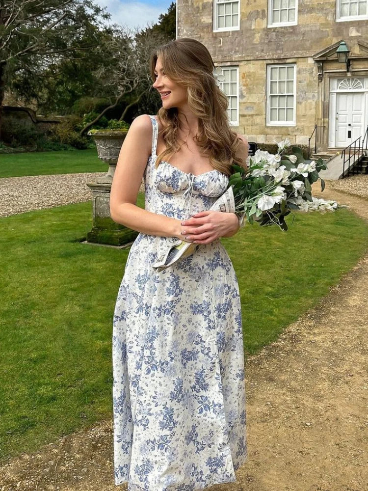 Vestido Midi Estilo Corsé Floral — Silueta Ajustada Vintage