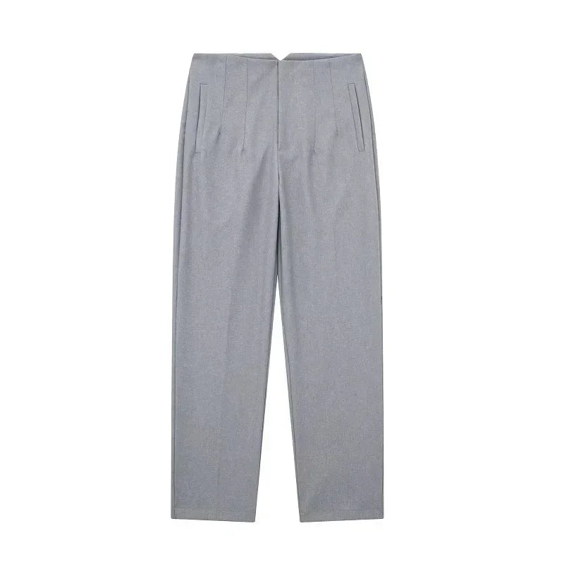 Pantalón Recto de Oficina Tiro Alto — Corte Formal