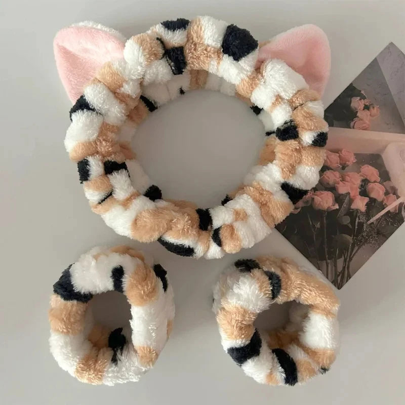 Set de Diadema y Muñequera con Orejas de Gato