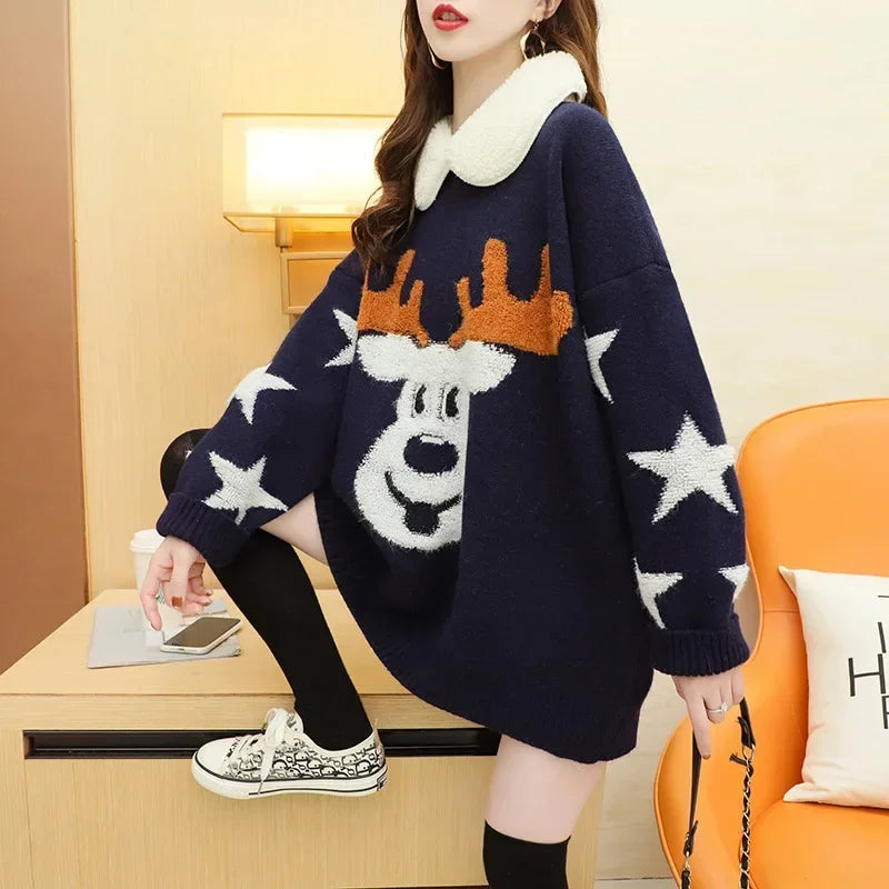 Sweater Navideño Cuello Peter Pan — Corte Holgado