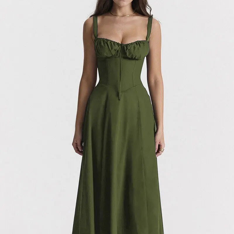 Vestido Midi Estilo Corsé Floral — Silueta Ajustada Vintage