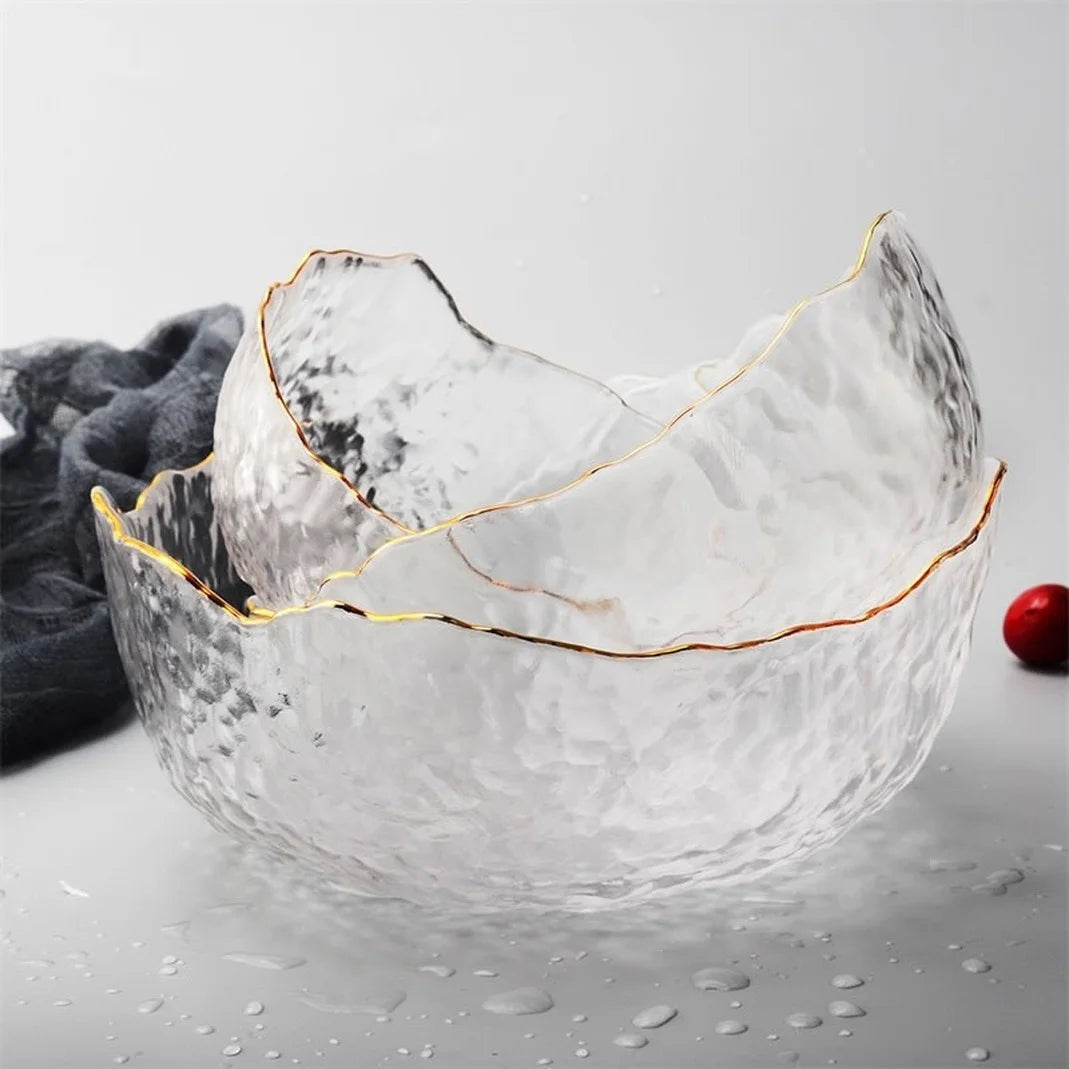 Bowl de Cristal con Borde Dorado