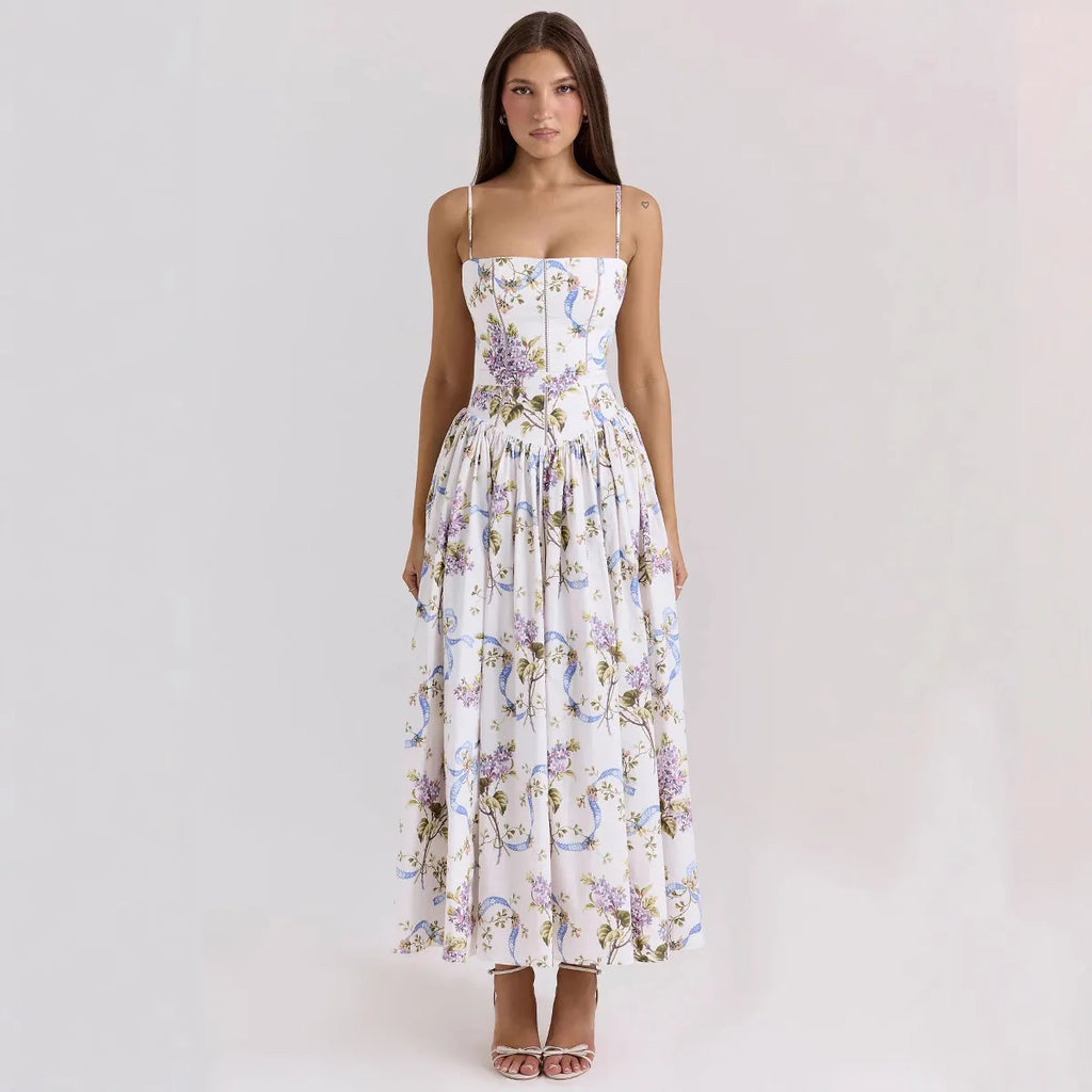 Vestido Halter Floral Entallado — Estilo Casual Chic