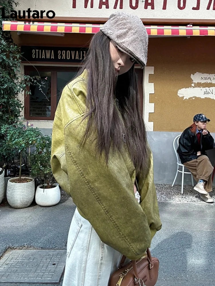 Chaqueta Bomber de Cuero Vegano — Cierre Metálico