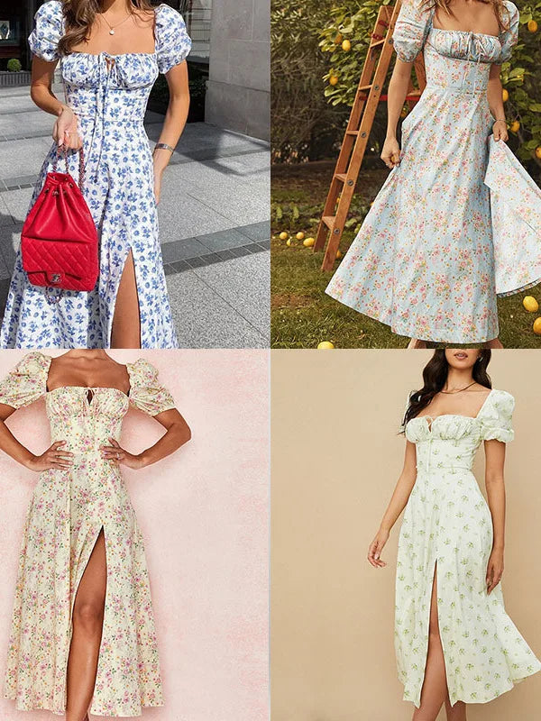 Vestido Midi Manga Globo — Estilo Casual Chic