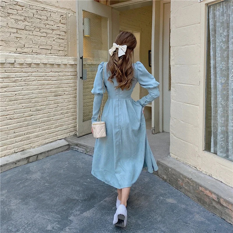 Vestido Midi de Encaje en Parches — Estilo Coreano Vintage