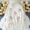 Sweater con Fresas Bordadas 3D — Diseño Tierno