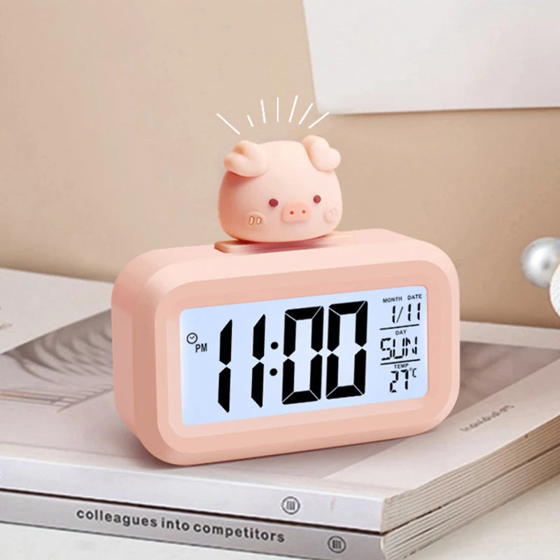 Reloj Despertador LED Diseño Cerdito