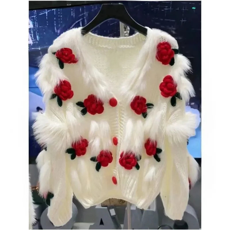 Sweater con Flores 3D Aplicadas — Textura Afelpada