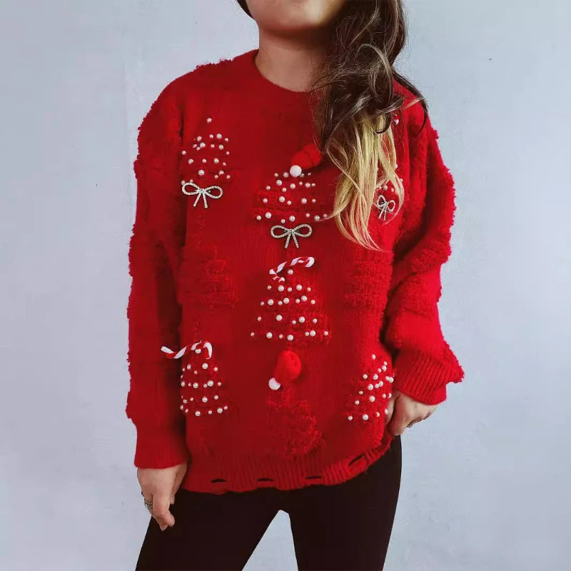 Sweater Navideño Grueso — Cuello Redondo Manga Larga