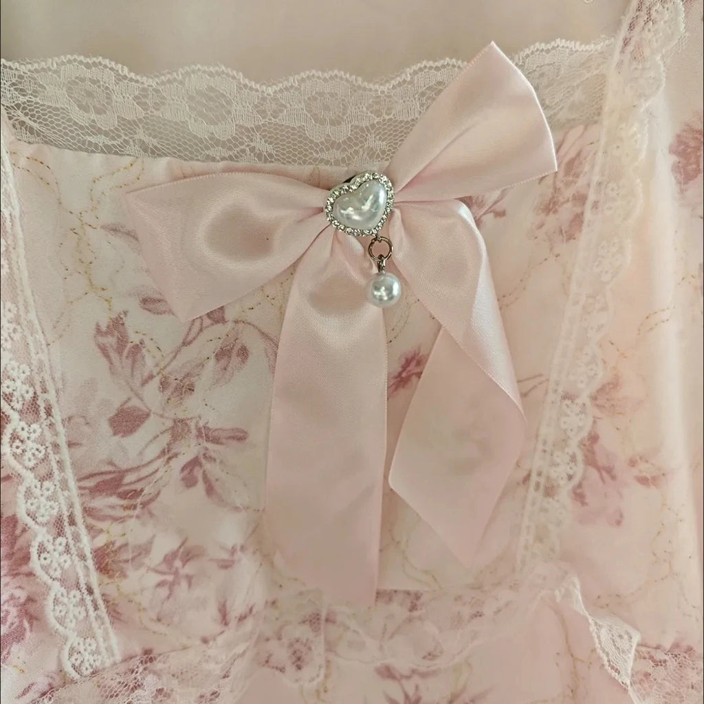 Vestido Midi Manga Larga Floral — Cuello Cuadrado con Lazo