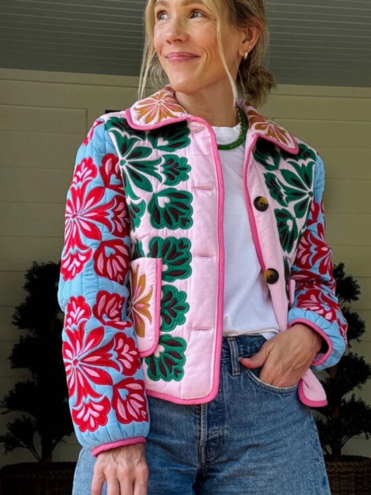 Parka Acolchada Estampado Floral — Abrigo de Invierno