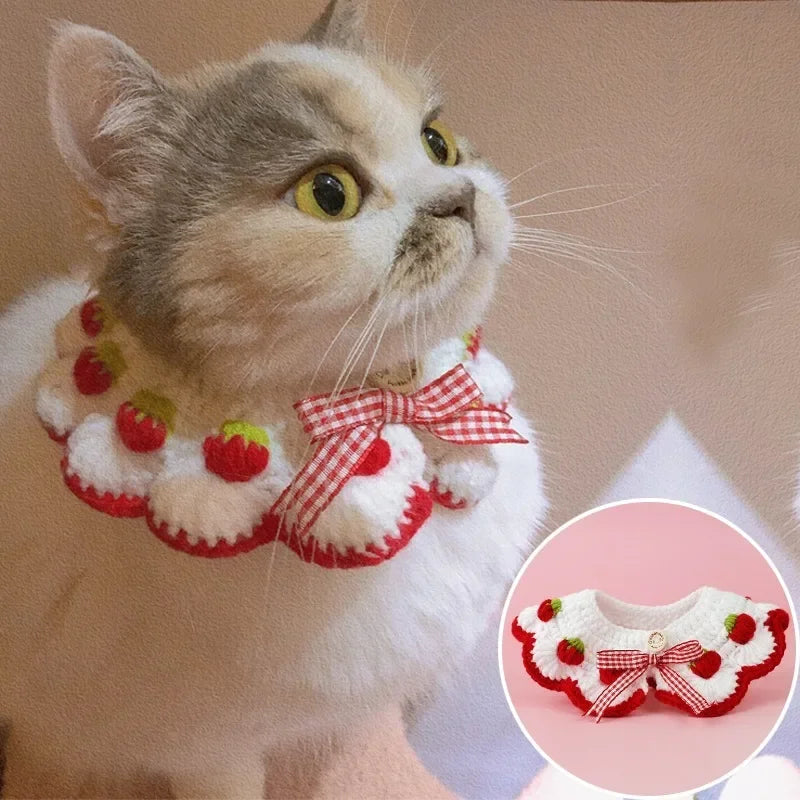 Collar Tejido Fresa para Mascota