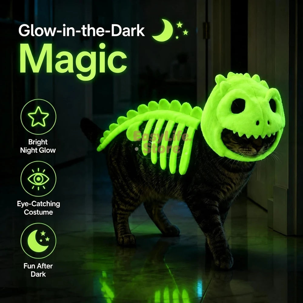 Disfraz Esqueleto de Dinosaurio Fluorescente para Mascota