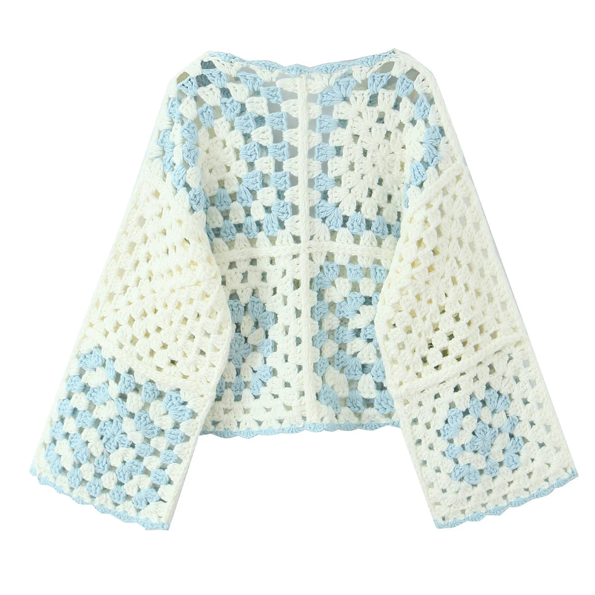 Cárdigan Crochet con Lazo Frontal — Cuello V Boho