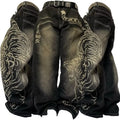 Jeans Anchos Bordados con Flor de Cerezo — Estilo Y2K