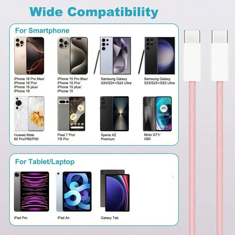 Cable USB-C a USB-C 60W — Carga Rápida Trenzado