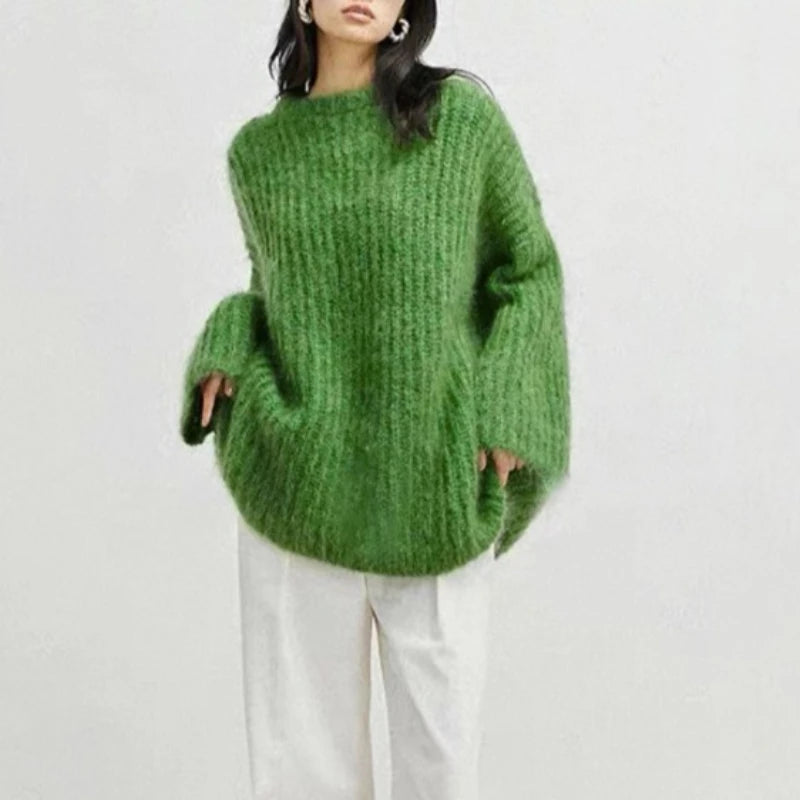 Sweater Oversize Afelpado Liso — Manga Larga Suave