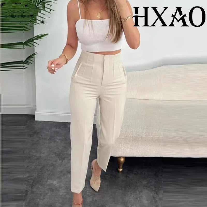 Pantalón Recto de Oficina Tiro Alto — Corte Formal