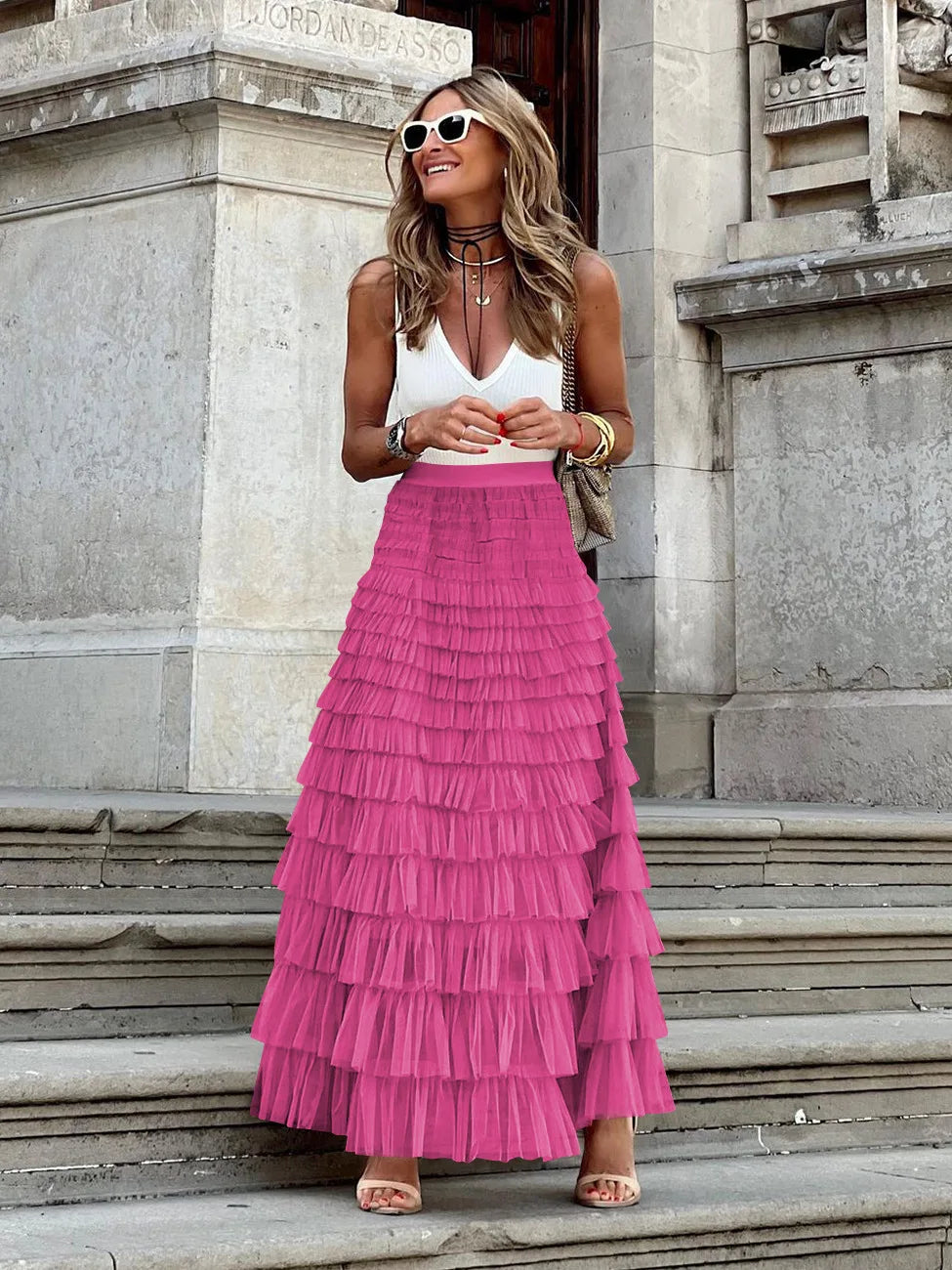 Falda de Tul Multicapa con Volados — Boho Chic
