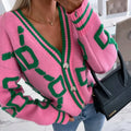 Cárdigan Tejido Estampado Cuello V — Botonadura Sencilla
