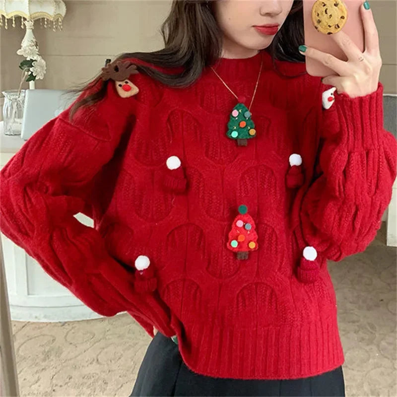Sweater Tejido Estampado Navideño — Manga Larga