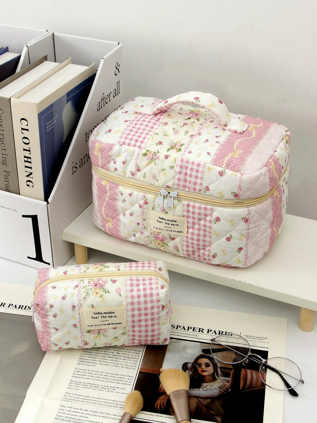 Neceser Acolchado Rosa — Gran Capacidad