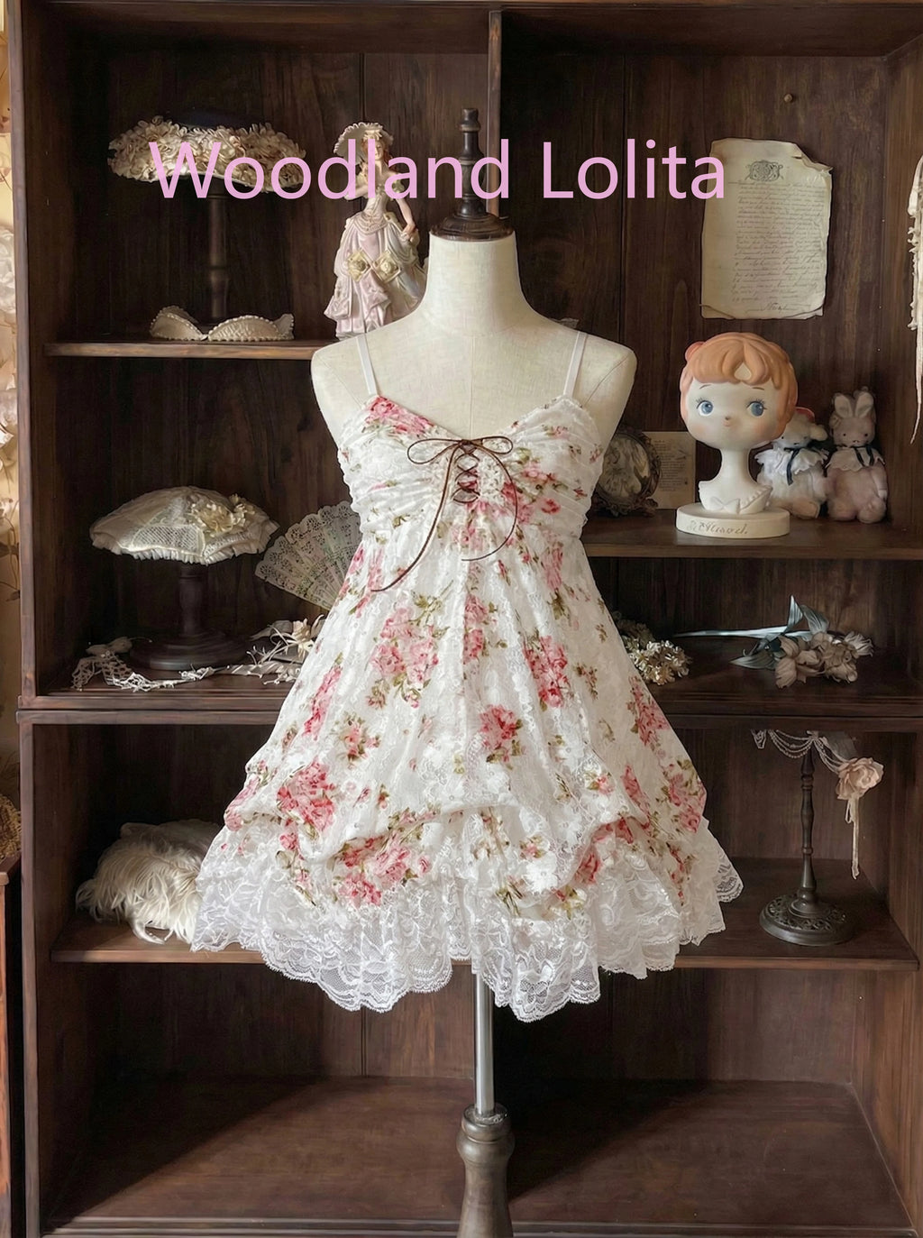 Vestido de Tirantes con Encaje Floral — Romántico