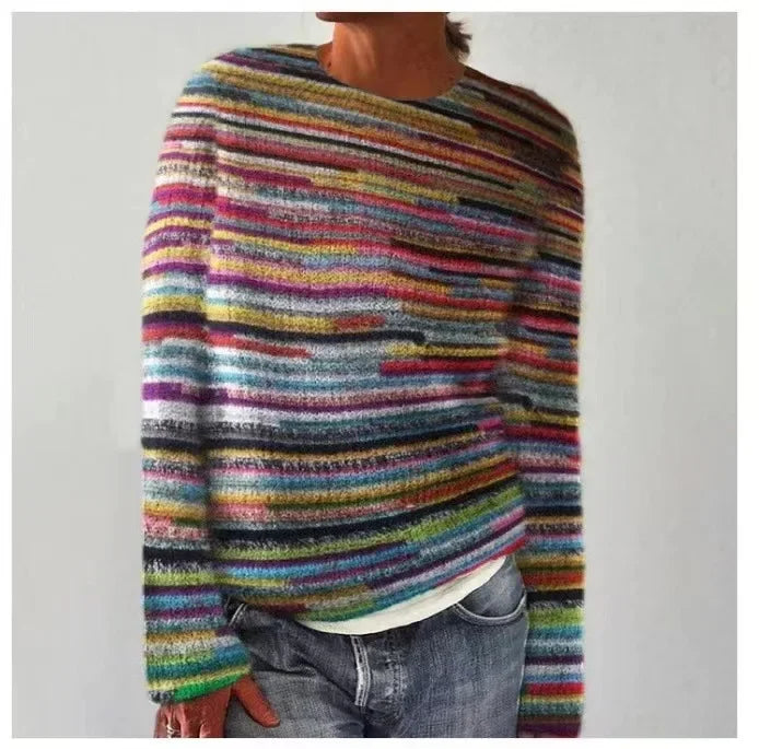 Sweater a Rayas Estampado — Corte Recto Streetwear