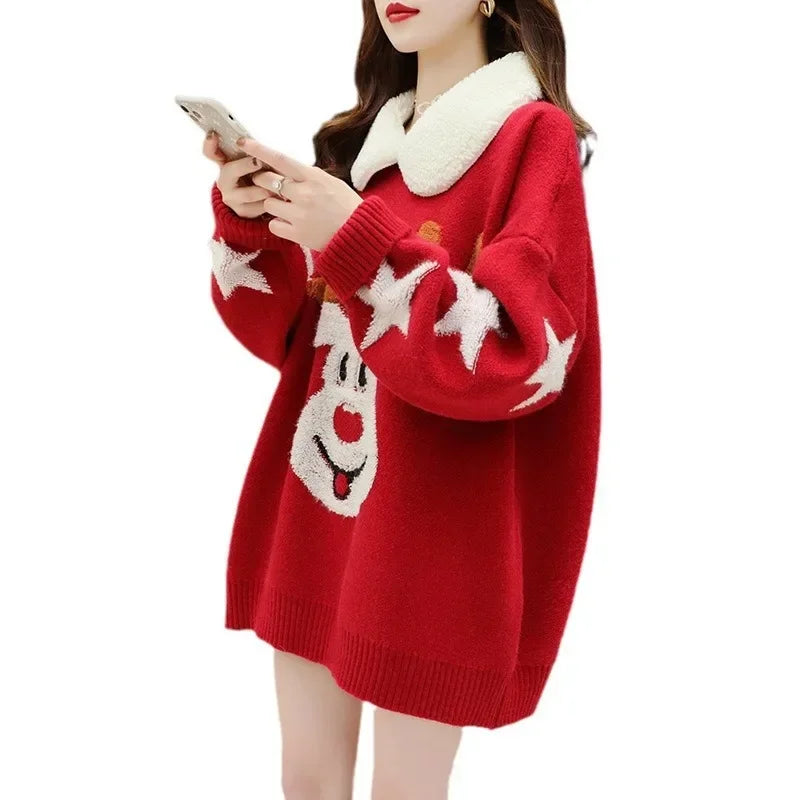 Sweater Navideño Cuello Peter Pan — Corte Holgado