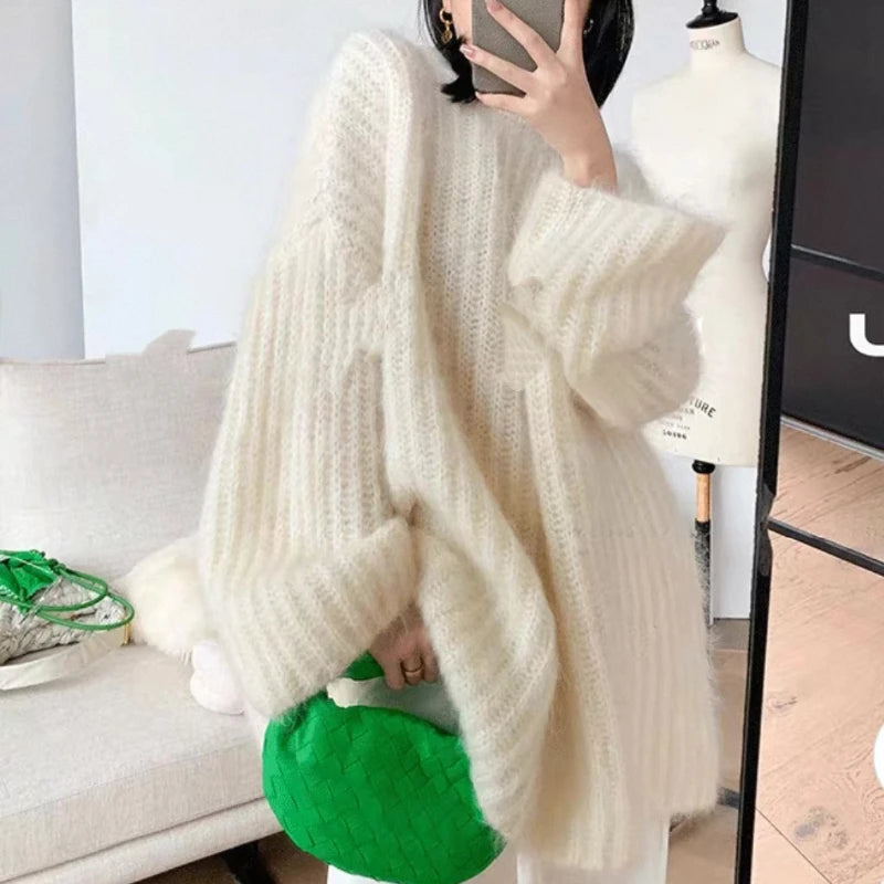 Sweater Oversize Afelpado Liso — Manga Larga Suave