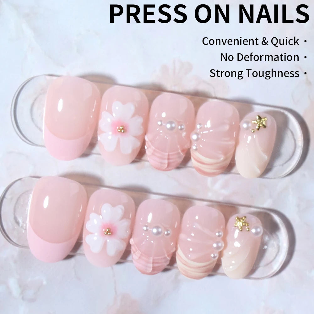 Stickers de Gel 3D para Uñas — Perlas y Flores