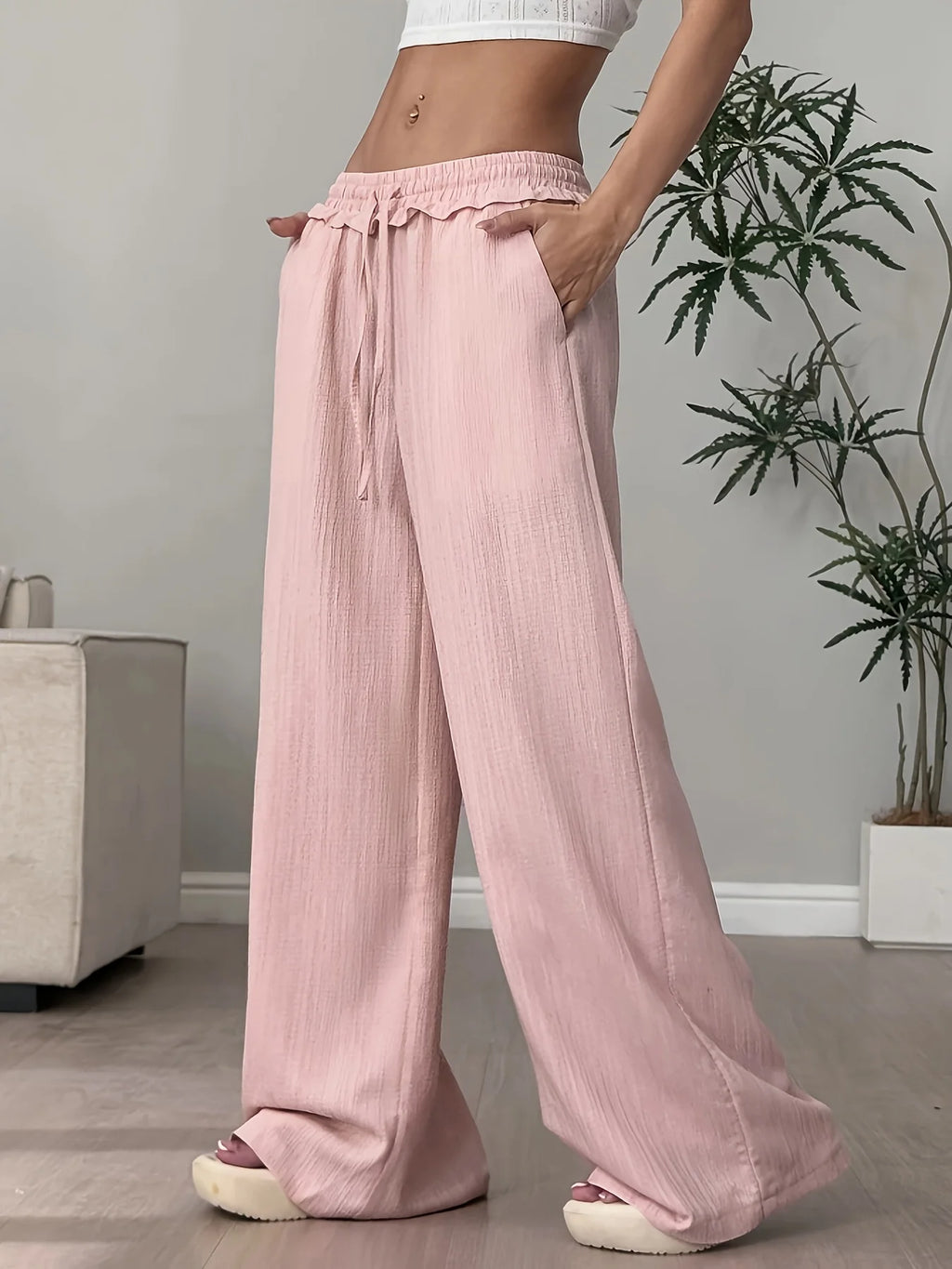 Pantalón Ancho Rosa Estilo Dopamine — Corte Relajado