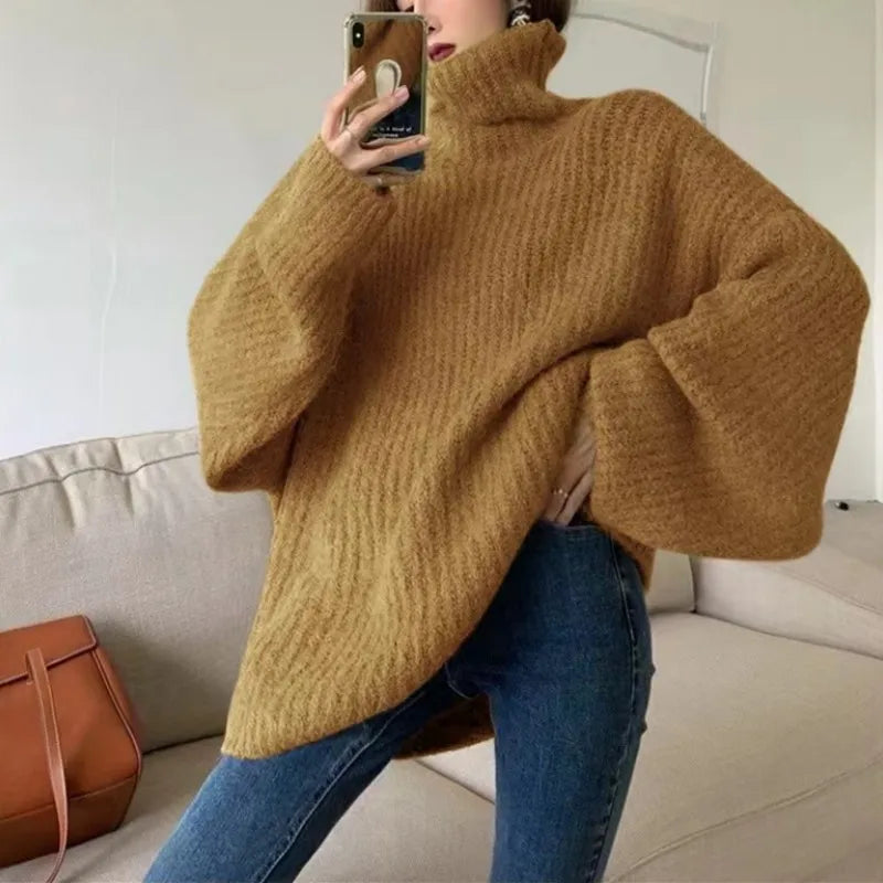 Sweater Cuello Alto Tejido — Cálido y Versátil