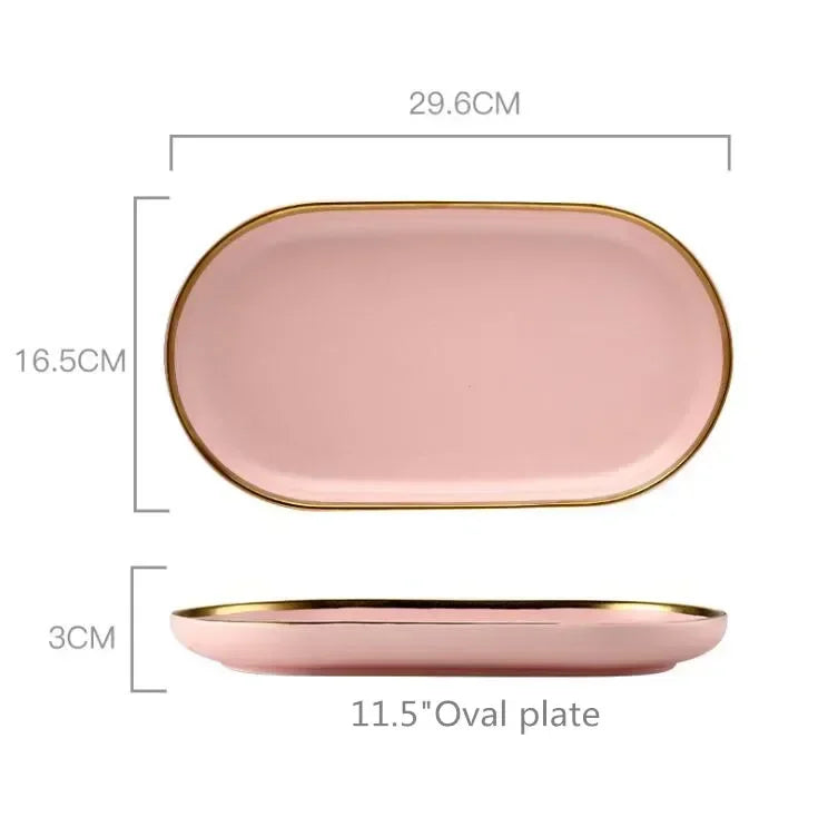 Set de Vajilla Porcelana Borde Dorado