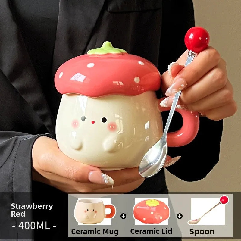 Taza Fresa con Tapa y Cuchara