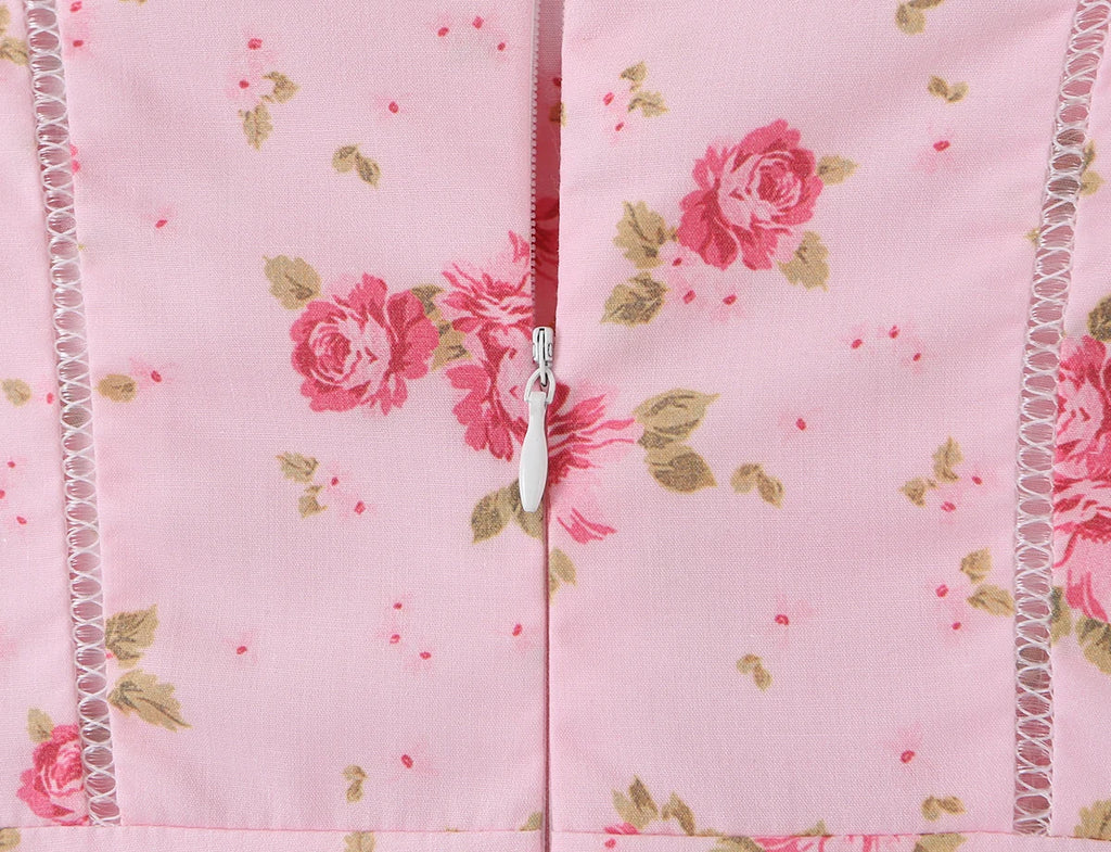 Vestido Largo de Tirantes Rosa con Encaje Calado
