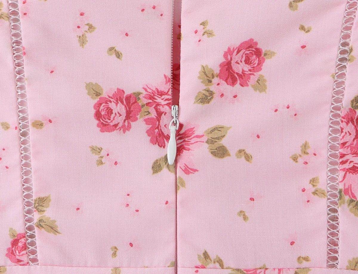 Vestido Largo de Tirantes Rosa con Encaje Calado