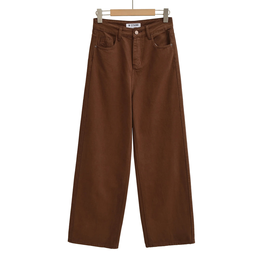 Jeans Anchos Vintage Tiro Alto — Estilo Retro Americano