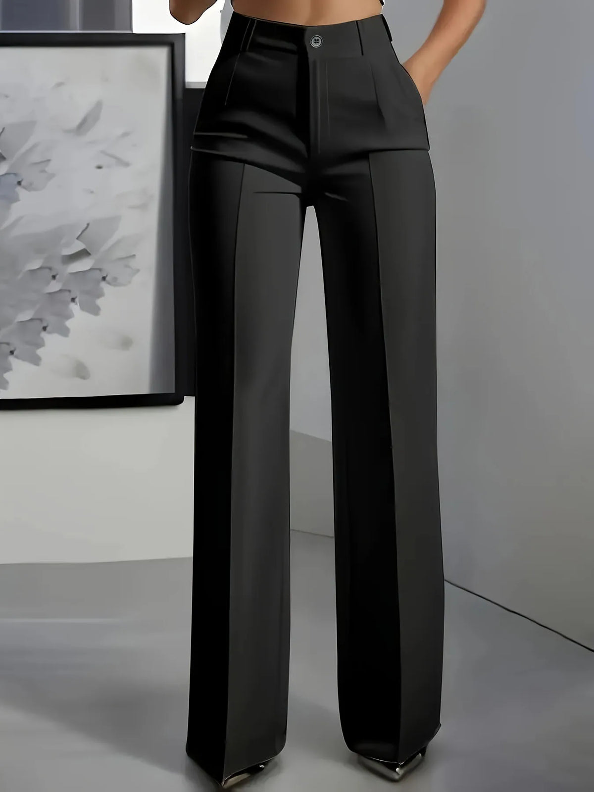 Pantalón de Vestir Recto Tiro Alto — Corte Simple y Elegante