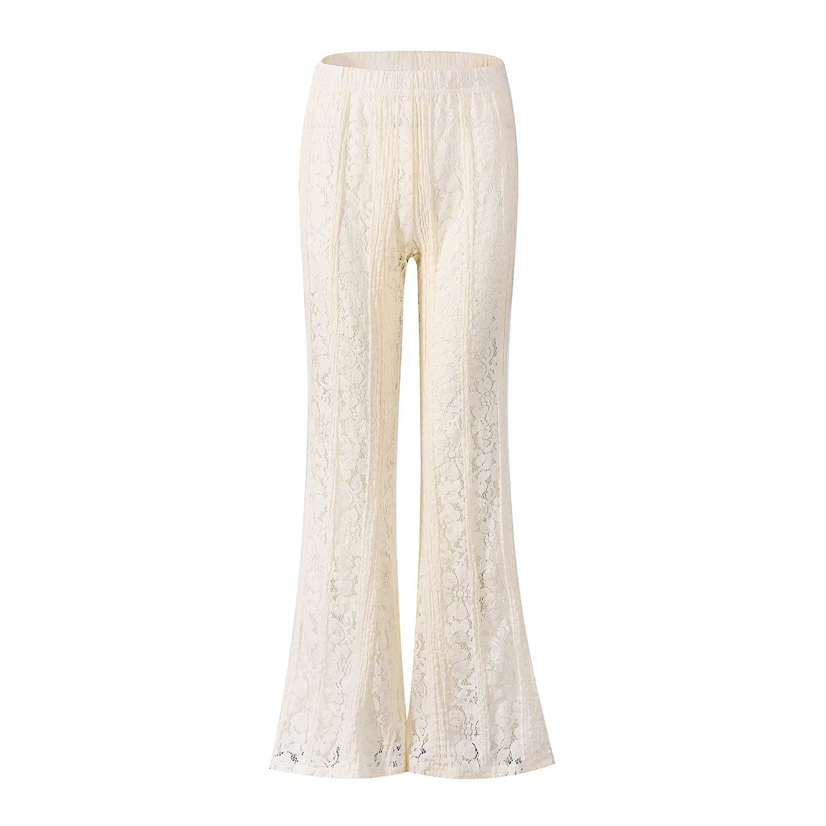 Pantalón Acampanado Blanco de Encaje Transparente — Boho