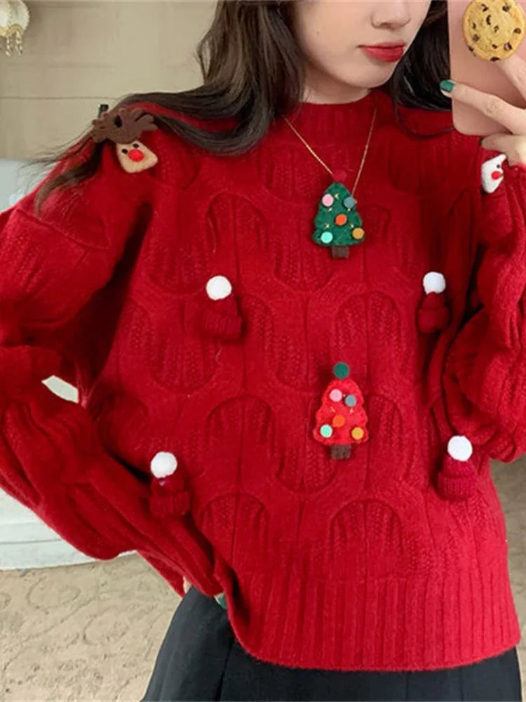 Sweater Tejido Estampado Navideño — Manga Larga
