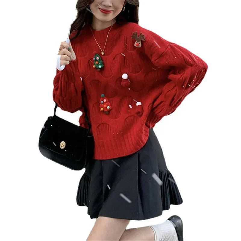 Sweater Tejido Estampado Navideño — Manga Larga