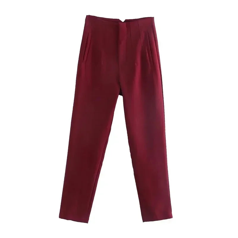 Pantalón Recto de Oficina Tiro Alto — Corte Formal